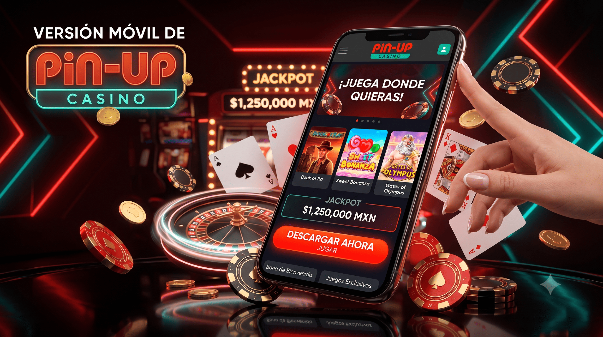 Versión móvil de Pin-Up casino en un teléfono